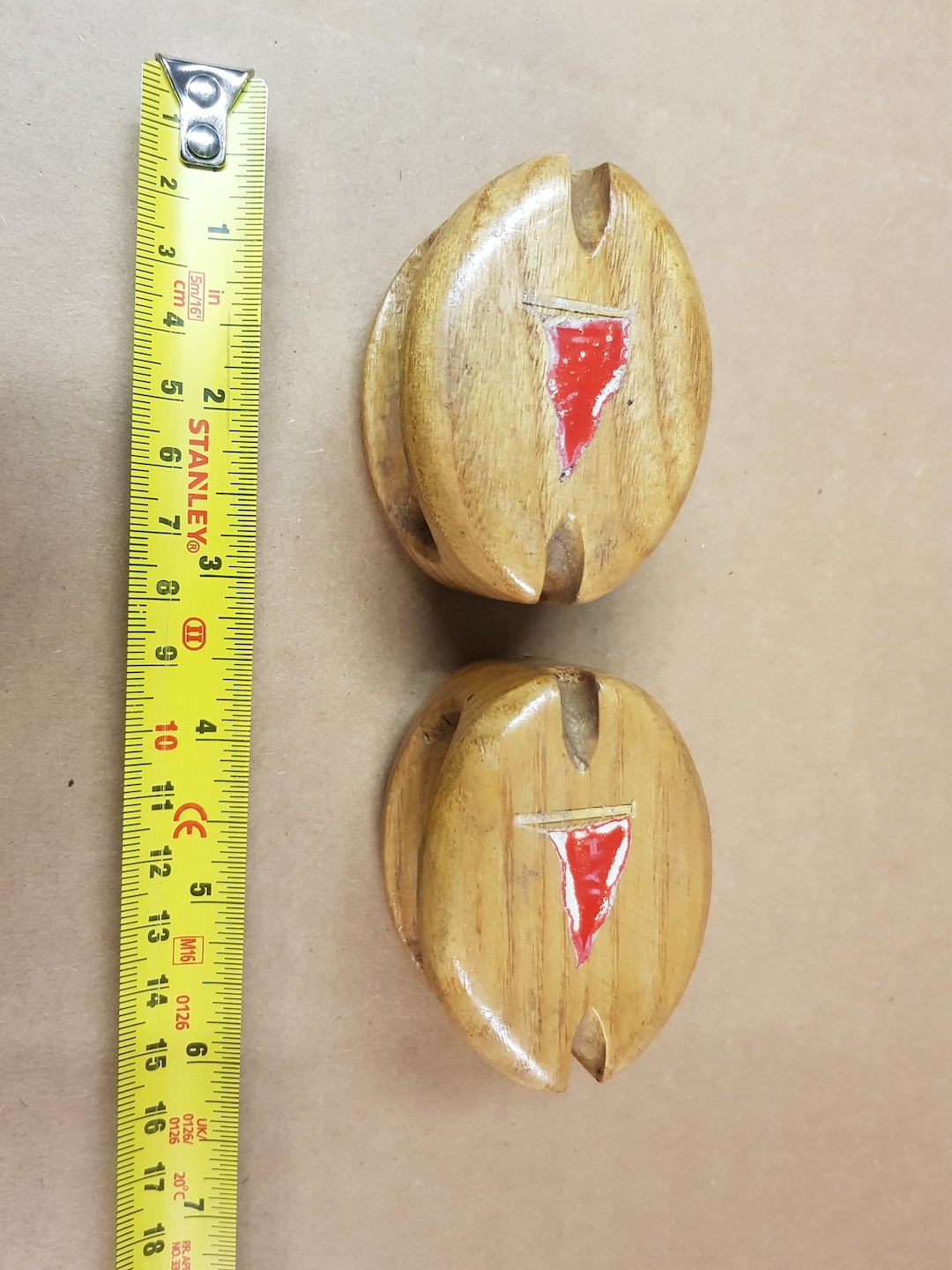 Vintage Kitsch Nautical Maritime 1950s Wooden Pulley Ship Tool Treen