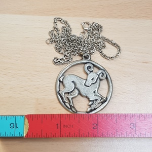 vintage zodiac ram aries pendant necklace large statement piece scandinavian swedish item 1950s 60s