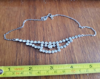 Vintage Art Deco Kristall Choker Anhänger Tropfen Halskette 1930er Jahre Dinner Party Statement Stück Hochzeitsstück