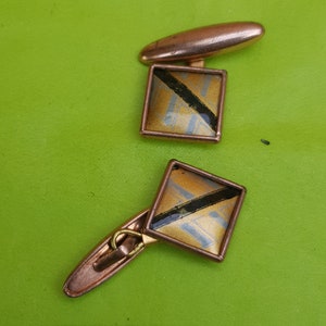 vintage gold tone art deco 1920s cuff links kitsch piece design item unusual minimalist line