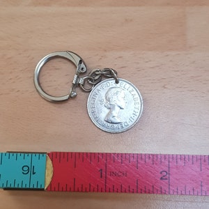 vintage 1962 half penny keyring coin qe2 royal family british souvenir birthday piece