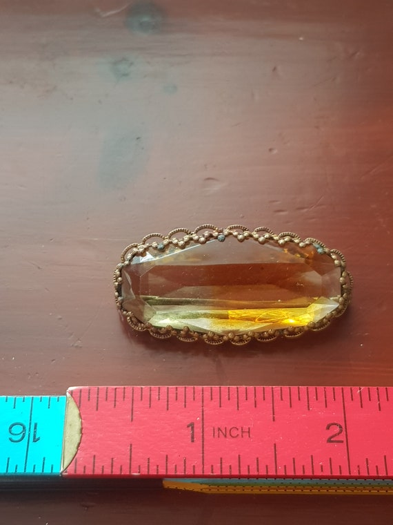 antique art deco amber glass brooch piece 1920s c… - image 1