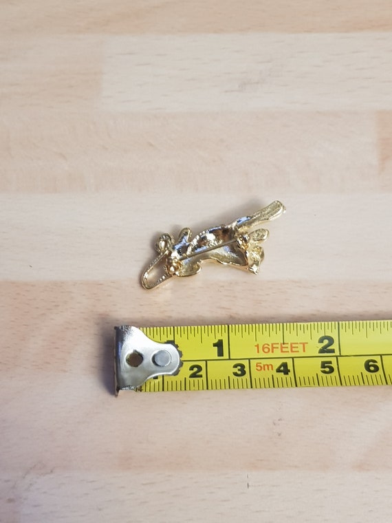 vintage gold tone leopard brooch badge animal pie… - image 2