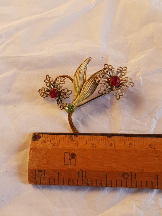 vintage 1920s 30s floral metal flower brooch spri… - image 1