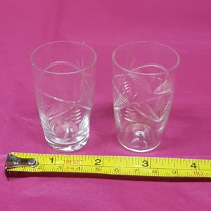 pair of victorian crystal shot glasses 1900s superb folk art hand crafted piece in original case