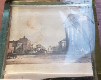 antik viktorianisches Glas Wakefield Bild Motiv Yorkshire Papier Gewicht Artikel Souvenir Stück 1900er Jahre Büro