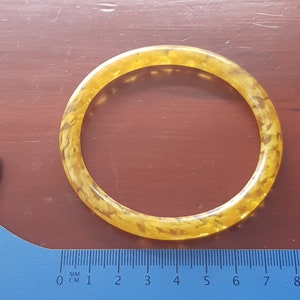 vintage mid century yellow celluloid? unusual murano style bangle design  item 1950s jewellery wardrobe piece