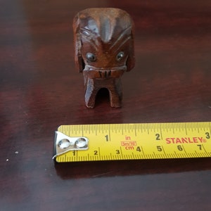 vintage kitsch ugly wooden dog figure boho piece 1950s german canine wooden piece christmas treen
