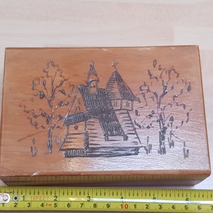 antique 1900s wooden swedish church religious collection box piece treen hand made folk art
