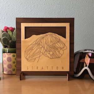 Stratton Décor de ski en bois Snowboard Art - Cadeaux de ski pour Stratton Vermont Ski House pendaison de crémaillère Ski Maison de ski Décor Carte de ski Art de ski