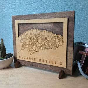 Mammoth Mountain Small Ski Trail Map - Wood Desk/Table Decor
