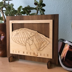 Elk Mountain Small Ski Trail Map - Desk Decor