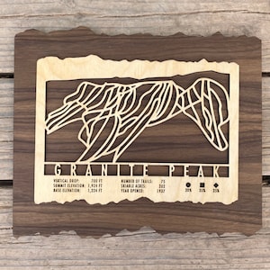Granite Peak Ski Decor Map Art Gift pour les skieurs et les snowboarders - Wisconsin Ski Art-Ski Decor - Skiing Wall Art pour votre maison de ski