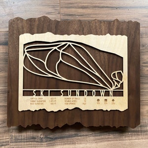 Ski Sundown Ski Decor Map Art Cadeau pour les skieurs et snowboarders - Ski House Decor - Skiing Wall Art
