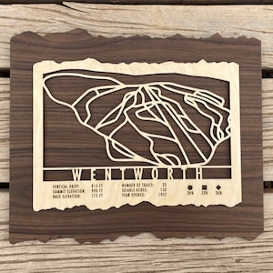 Wentworth Ski Map Art Gift pour les skieurs et les snowboarders - Ski Art-Ski Decor-Skiing Wall Art pour votre maison de ski