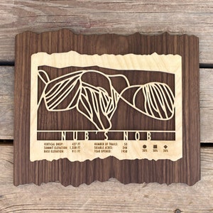 Nub’s Nob Michigan Ski Map Art Gift pour les skieurs et les snowboarders - Carte des pistes de ski Ski Decor