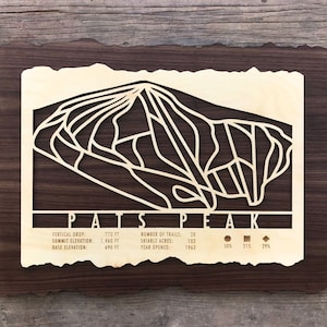Carte des pistes de ski de Pats Peak - Cadeau pour les skieurs et les snowboarders - Décoration murale en bois pour votre maison de ski