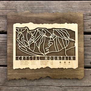 Carte des pistes de ski de Crystal Mountain Washington Cadeau pour les skieurs et les snowboarders - Crystal Mountain Ski Art-Ski Decor pour votre maison de ski