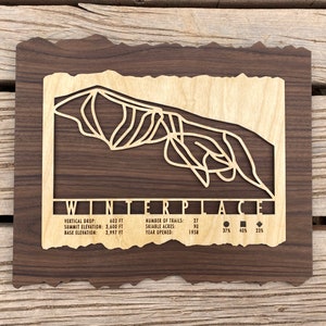 Carte des pistes de ski Winterplace Ski Snowboard Déco de ski - Art mural de ski pour votre maison de ski ou votre chalet de ski