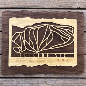 Suicide Six Ski Decor Map Art Gift pour les skieurs et les snowboarders - Vermont Ski Art-Ski Decor - Mountain Art pour votre maison de ski