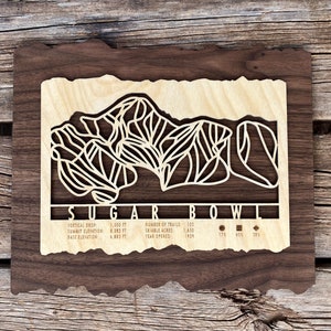 Sugar Bowl Ski Decor Map Art Gift pour les skieurs et les snowboarders - California Ski Art-Skiing Mountain Art pour votre maison de ski