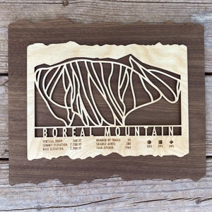 Boreal Mountain Ski Decor Map Art Gift pour les skieurs et les snowboarders - Skiing Mountain Art pour votre maison de ski