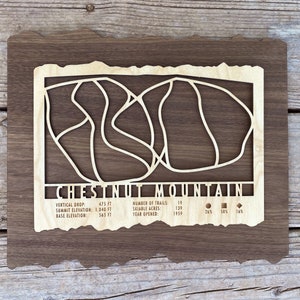 Carte des pistes de ski de Chestnut Mountain Illinois - Cadeau pour les skieurs et les snowboarders - Ski Decor Ski House