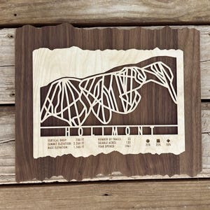 Carte des pistes de ski Holimont, cadeau artistique pour skieurs et planchistes - décoration de ski - oeuvres d'art de montagne pour votre maison de ski