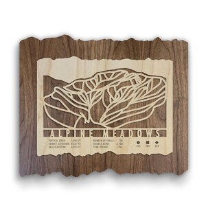 Alpine Meadows Ski Trail Map - Wood Wall Art