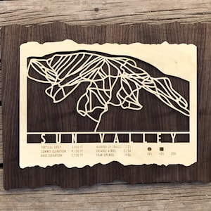 Sun Valley Ski Decor Trail Map Gift Skiing Snowboard - Sun Valley Idaho Ski Art - Skiing Mountain Art for your Ski House