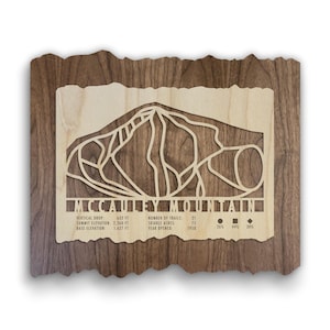 McCauley Mountain Ski Trail Map - Wood Wall Decor
