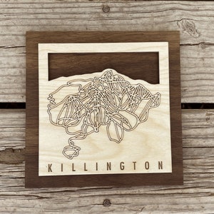 Killington Small Ski Trail Map - Wood Desk/Table Decor