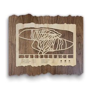 Saddleback Ski Trail Map - Wood Wall Art