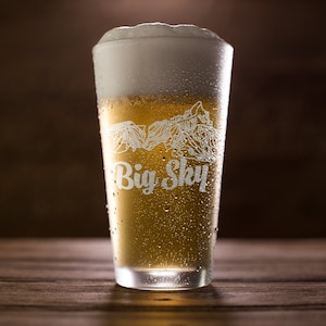 Verre à pinte Big Sky - Carte des pistes, cadeau de ski et de snowboard