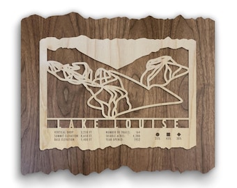 Lake Louise Canada Ski Trail Map - Wood Wall Art