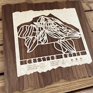 Carte des pistes de ski de Crested Butte, décoration murale en bois - cadeau ski, snowboard - art mural ski maison de ski Crested Butte