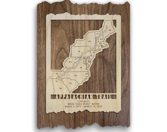 Appalachian Trail Map - Personalized Wood Cut Wall Decor for Hikers