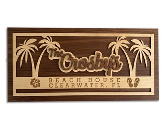 Personalized Beach House Sign – Wood Family Name Sign