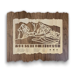 Sunshine Village Canada Ski Trail Map - Wood Wall Art for your Ski House