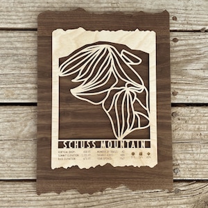 Cadeau d'art de carte de ski de la montagne Schuss Michigan pour les skieurs et les planchistes - carte des pistes de ski de décoration de ski