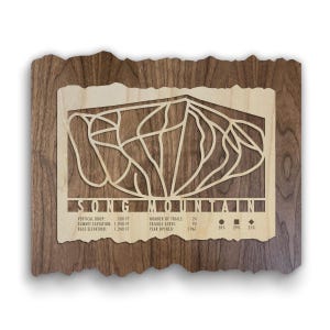 Song Mountain Ski Trail Map - Wood Wall Art Ski Decor