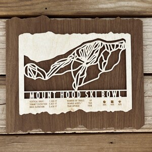 Carte des pistes du mont Hood Ski Bowl - Cadeau pour skieurs et planchistes - Oregon Ski Decor