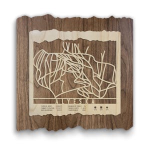 Alyeska Ski Trail Map Wood Wall Decor