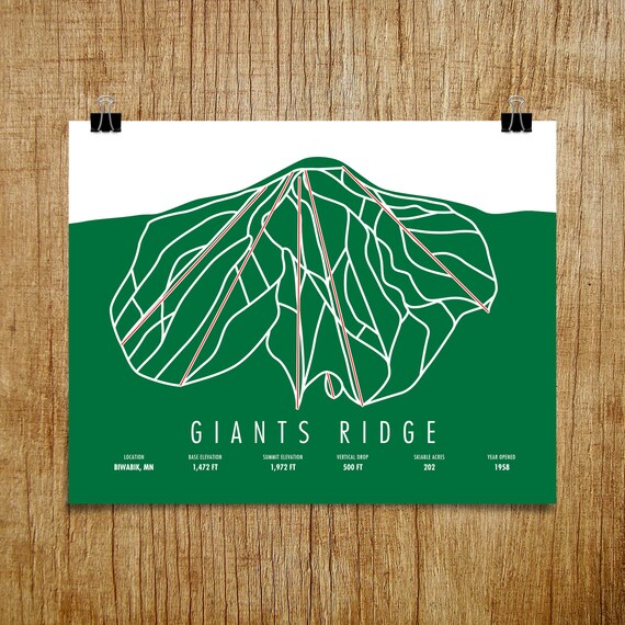 Giants Ridge Trail Map Giants Ridge Ski Trail Map Giants Ridge Mn Giants Ridge Ski | Etsy