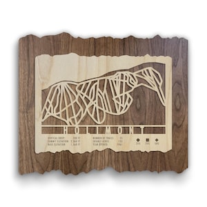 Holimont Ski Trail Map - Gift for Skiers & Snowboarders - Wood Wall Art for your Ski House