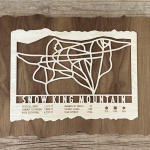 Carte des pistes de ski du mont Snow King - cadeau pour skieurs et planchistes - oeuvre d'art murale déco ski pour votre maison de ski