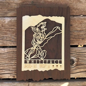 Carte des pistes de ski de Whiteface, cadeau d'art pour les skieurs et les snowboarders - décoration de ski - oeuvre d'art murale de ski pour votre maison de ski de Whiteface Mountain