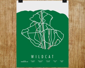 Wildcat Ski Trail Map, Wildcat NH, Wildcat Mountain, Wildcat Ski Resort, Wildcat Trail Map, Skier Gift, Snowboarder Gift, NH Art