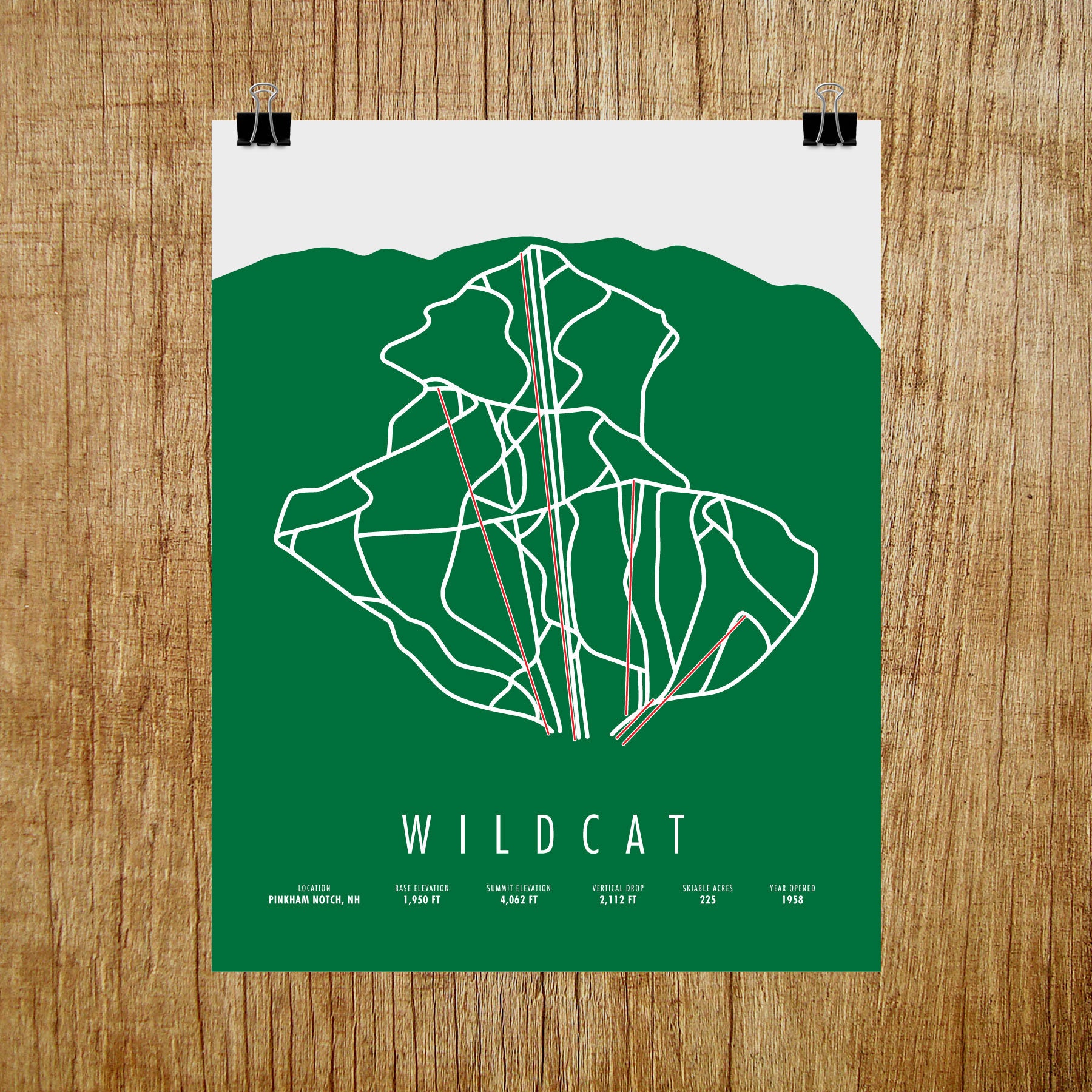 Wildcat Ski Trail Map Wildcat Ski Trail Map Wildcat Nh Wildcat Mountain Wildcat | Etsy