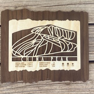China Peak Ski Decor Map Art Gift pour les skieurs et les snowboarders - Skiing Mountain Art pour votre maison de ski